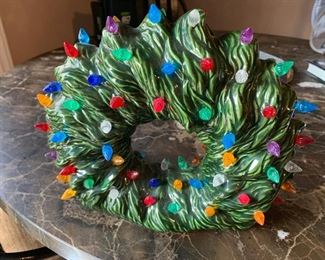 Light-Up Ceramic Christmas Wreath  