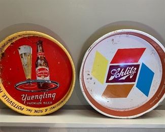 Yuengling and Schlitz Beer Trays