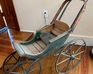 Victorian Baby Carriage with Stencil and Original Paint 