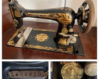 Old Singer Sewing Machine in Cabinet