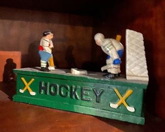 Cast Iron Mechanical Hockey Bank