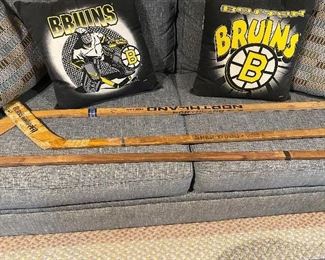Hockey Sticks/ Boston Bruins Pillows
