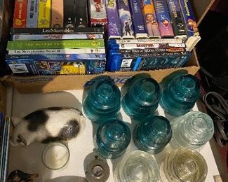VHS Tapes/ Glass Insulators