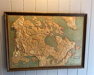 Neat Large 1915 Relief Map of Canada (Atlas Relief Map Company )