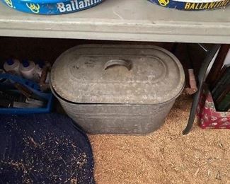 Old Galvanized Wash Tub with Lid
