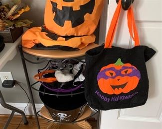 Assorted Halloween Decor & Longaberger Corner Shelf