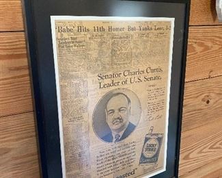 Framed Babe Ruth Sports Page