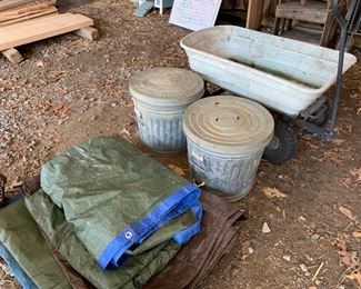 Tarps/Galvanized Cans/Outdoor Cart