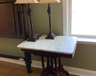 Eastlake Table and Pair of Lamps