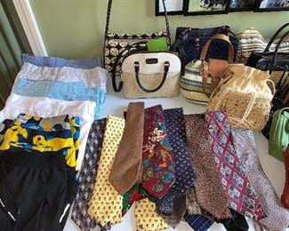 Assorted Ties, Shorts, Handbags
