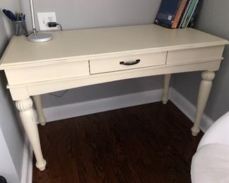 White painted desk 52”W x 24”D x 31”H 