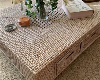 Wicker Coffee Table with Drawers