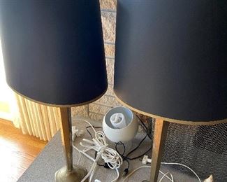 Pair of brass lamps with beautiful black shades 28 inches high. $270 for the pair