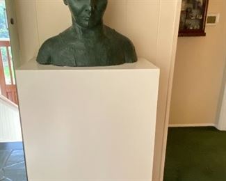Bronze bust by Jacob Epstein of his wife on a custom stand bust is 15.5"h x 17"w.   