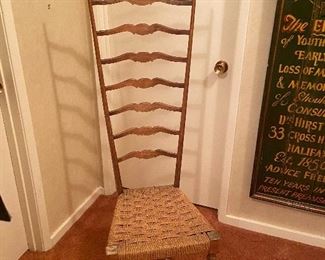 Antique ladder back chair (as found). 51 1/2" high. $170