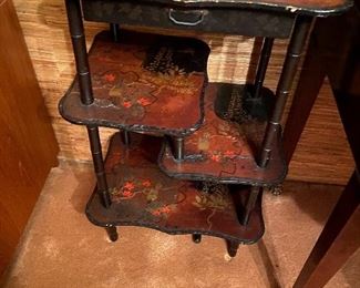 Hand painted antique etagere. 19 1/2 w X 15 d X32 1/2 h.  $130 (some condition issues)