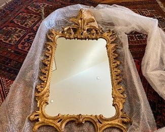 Antique wood and gold gilt painted mirror. (some  slight repair/glue needed on pieces that are "attached" in thhis photo) 53" h X 27" w.   $450