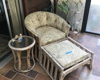 Five piece set $80. two barrel chairs, two side tables and one ottoman