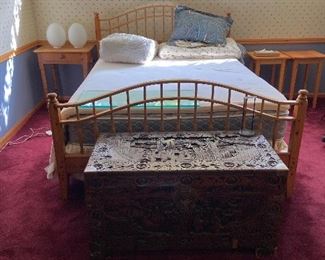 Maple Queen bed frame and mattress $120