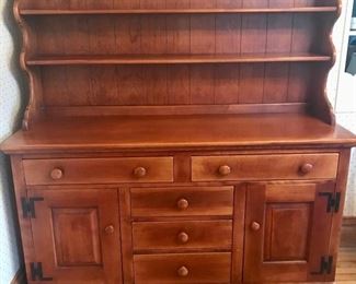 A gorgeous #cushmancolonialcreations buffet and hutch.  It is in good, original condition.  These don't last long so please text/call us at 518-944-0256.  Thank you.