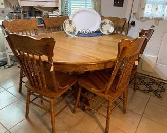 oak pedestal table with leaf