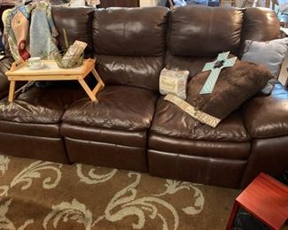 Leather Reclining Power Sofa