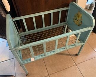 vintage toy baby bed