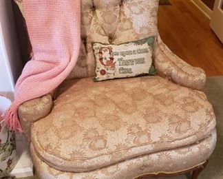 upholstered chair with French legs