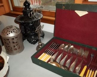 silverplate & cast iron lantern