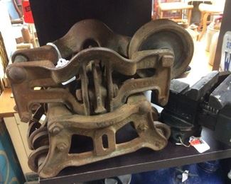antique metal barn pulley/s