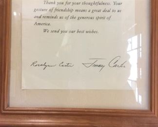 President Jimmy Carter & Rosslyn Carter Letter  