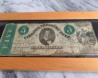 Original $5 Virginia treasury note