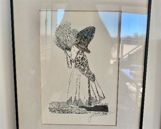 $60 - Framed and matted signed print #6; 14"H x 10.75"W