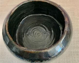 $20 - Ceramic bowl -  signed & dated '58. 3"H x 6"D
