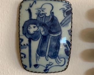 $50 - Antique ceramic pottery pendant;  3”H x 2”W