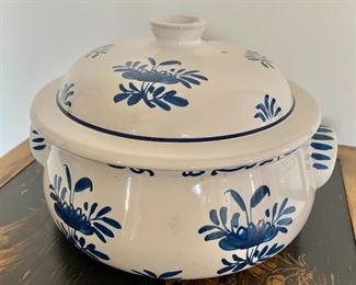 $60 - Lidded blue and white casserole dish.  Made in Portugal.  5.5"H x 7.5"D