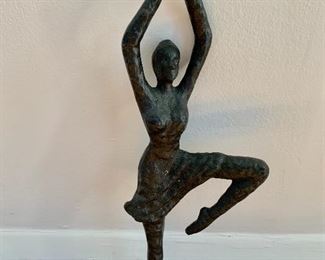 $50.  Metal figural sculpture of ballerina (stand missing).  As is. 15"L x 5"W