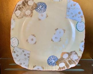 $24 - Decorative porcelain shallow bowl.  2"H x 8"D