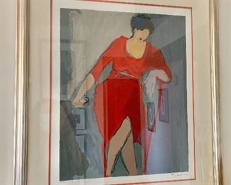 $395 Itzchak Tarkay (Israeli, 1935-2012) Pencil signed Lithograph (199/300). 32"H x  28"W