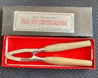 $15 - Teak wood handle nut/lobster cracker, in original box.  Made in Japan.  7"L