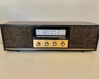 $90 Vintage Aliza AM/FM radio (works!).  7"H x 22"W x 5.5"D