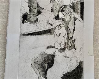 $60 Laura Chassy 76 (Maryland, contemporary) "Comes From a Time I was Growing" (Block Print - 2/15). A IS Small tear on right edge . 15"H x 11"W #3