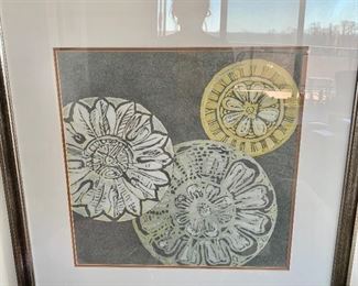 $250 - Framed, matted decorative print;   31"H x 31"W