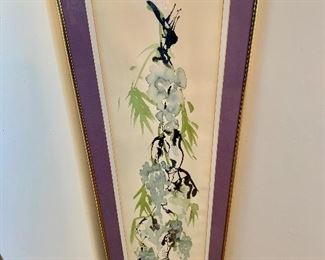 $150 - Framed watercolor;  40"H x 13.25"W