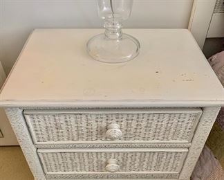 $60 Lexington wood and wicker two drawer painted nightstand. Nightstand  #2 - as is - PAINT ME!