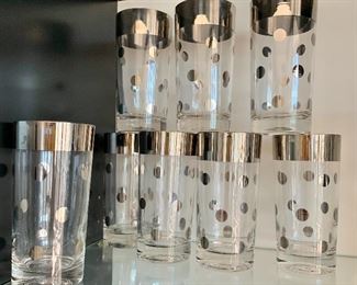 $40 - Set of eight highball glasses (one glass has chip on lip).  5.75"H