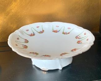 $40 - Bavaria porcelain footed dish with painted garland; 2.75"H x 8.75"D