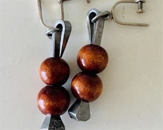 $10 - Nail and wood earrings with screw backs