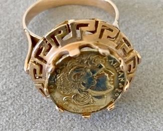 $300 - 14K coin ring; size 5.5