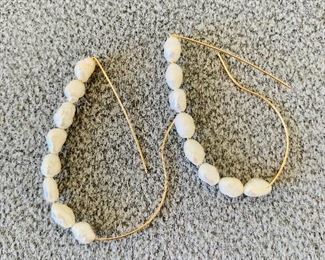 $40 - Freshwater pearl earrings on goldtone wires; untested